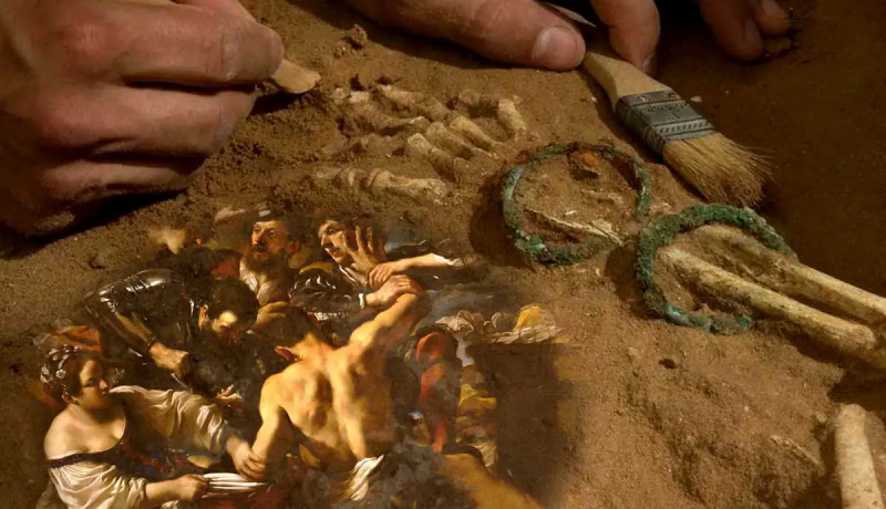   wykopaliska filistyńskie guercino samson uchwycone malarstwo filistrów