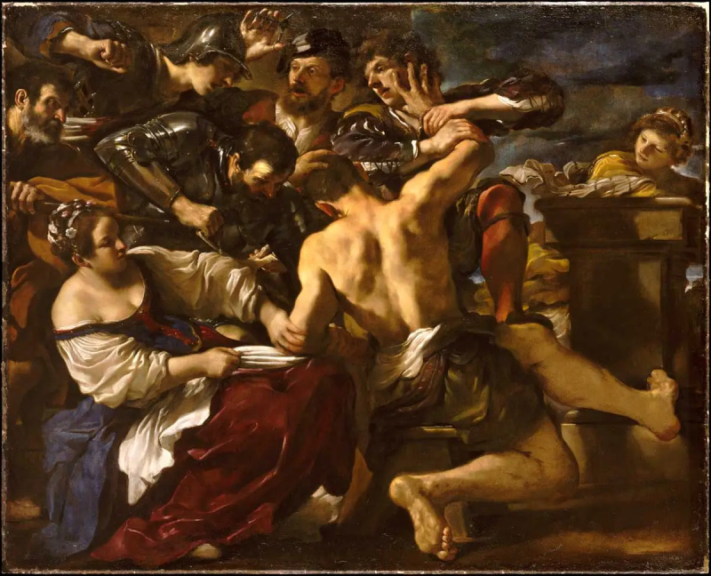   samson schwytany przez filistrów guercino
