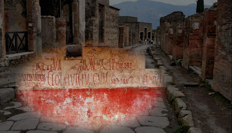 Pompei strada graffiti ruine fotografie