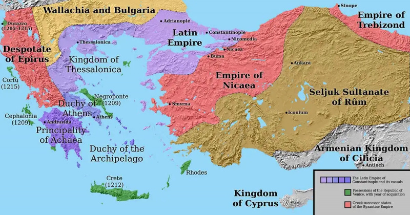   Bizantyjska mapa polityczna z 1204 r