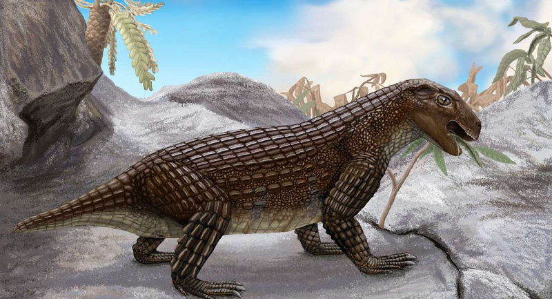Simosuchus clarki の生命復元。