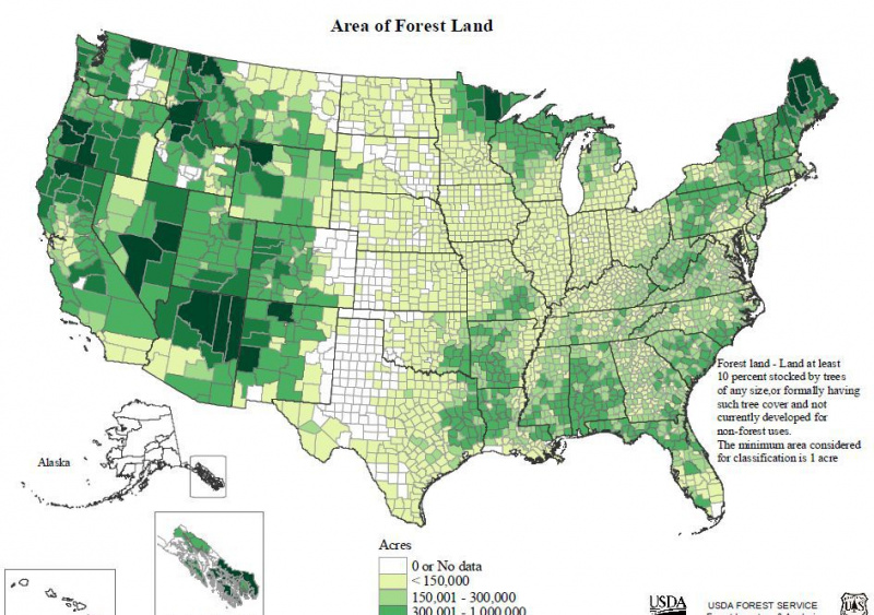 Areal av U.S.S Forest Land