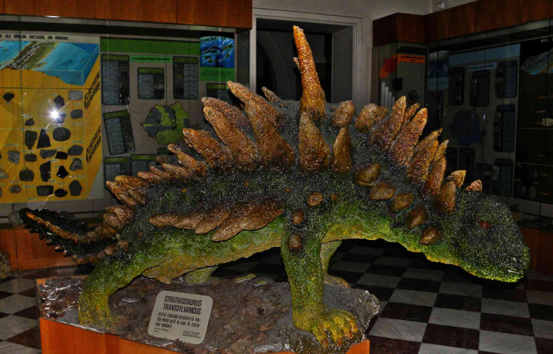 Modelo de struthiosaurus en exhibición.