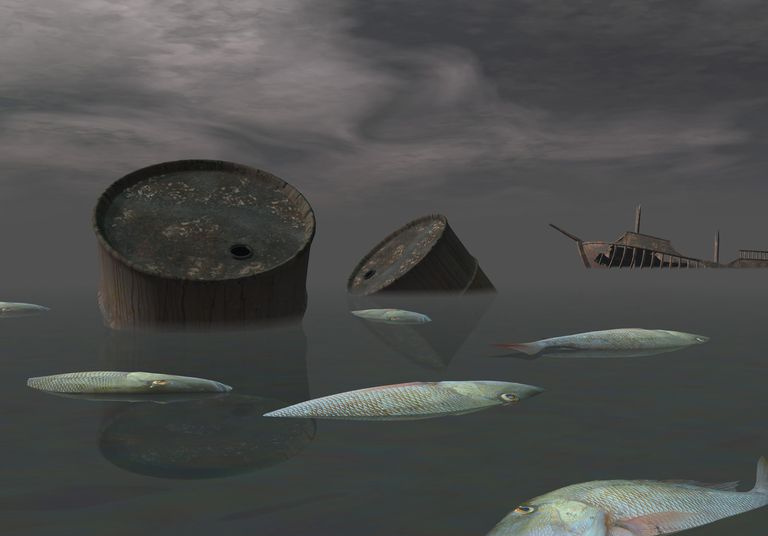 Oljetanker og død fisk