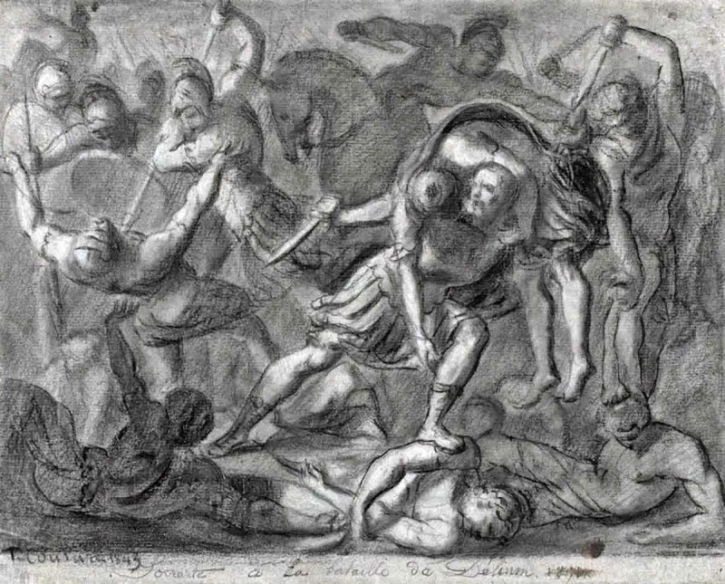   Sokrat u bitci kod Deliuma, Thomas Couture, 1843. Izvor: Nacionalna galerija Kanade