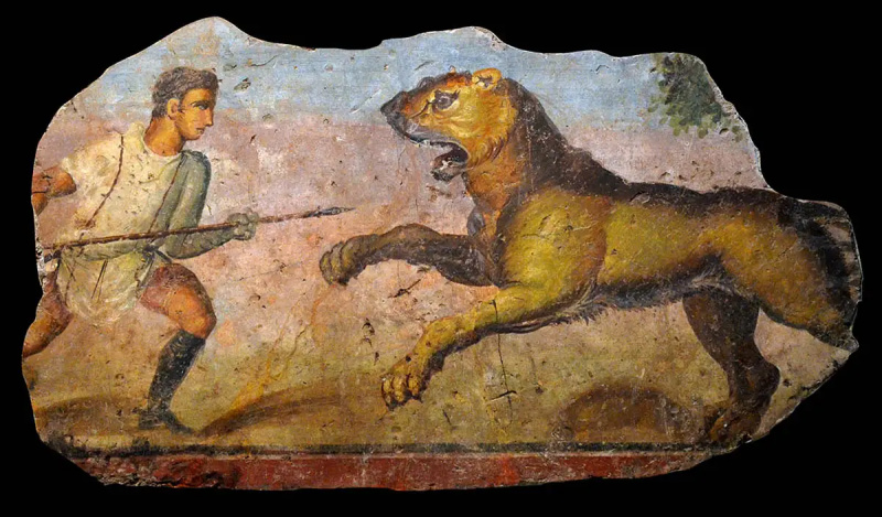   fresco de caza del teatro romano