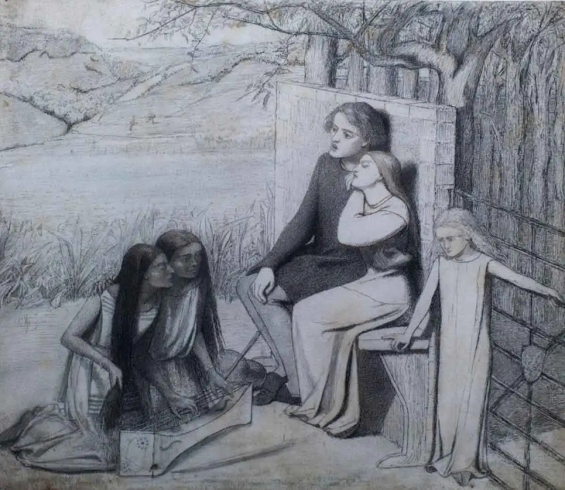 elizabeth siddal ljubitelji poslušanja glasbe risanje preraphaelite