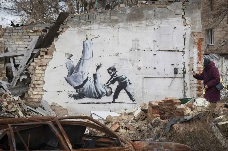   ucraina ștampila banksy judo borodyanka