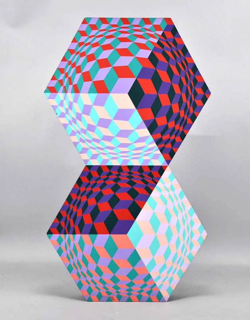 victor vasarely 1984 akryyliveistos kahdelle