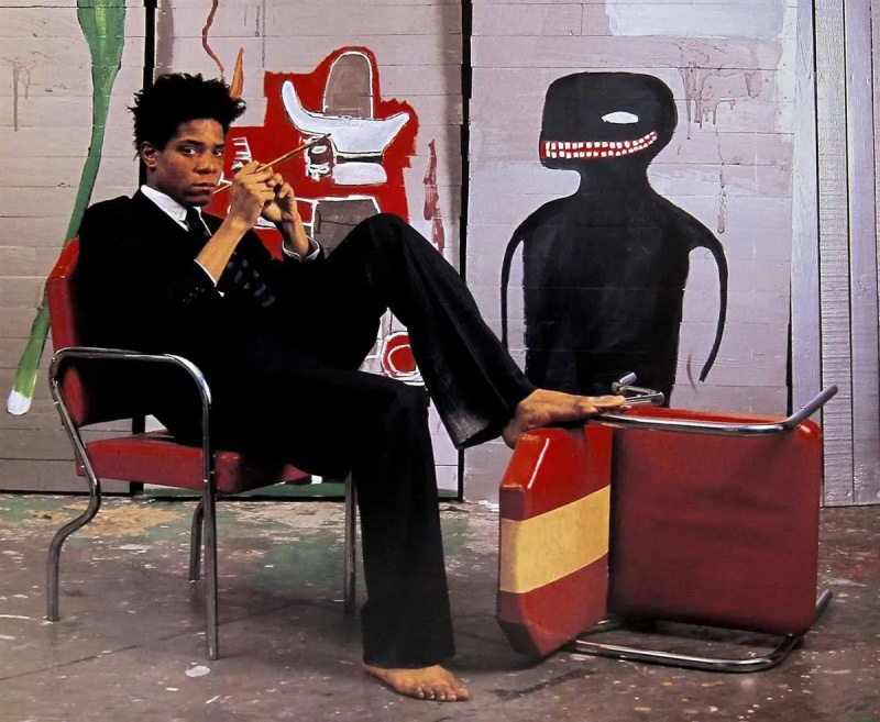   jean michel basquiat nel suo studio