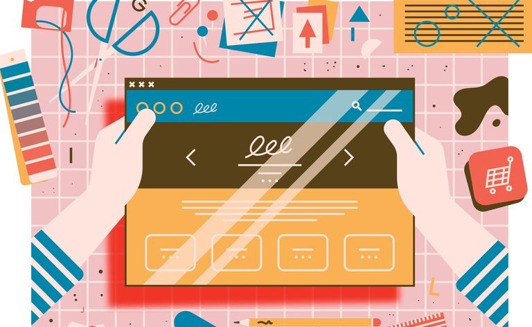Ilustracja przedstawiająca nową małą firmę projektującą własną stronę internetową