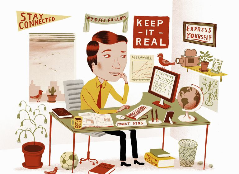 Blogger na ilustração de mesa