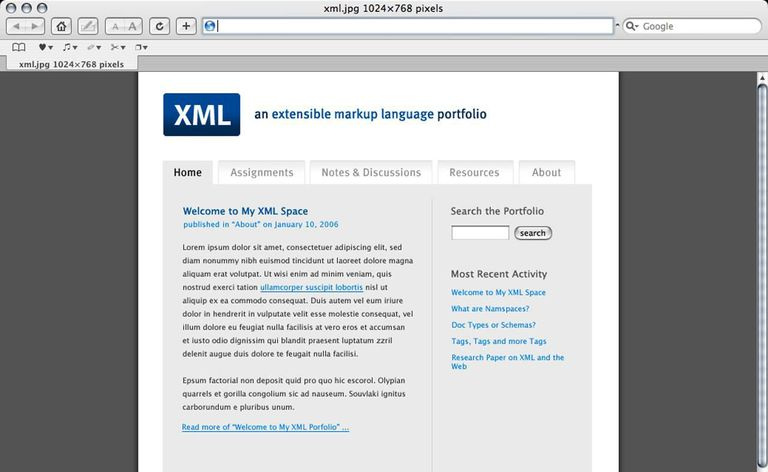 XML klases/portfeļa izkārtojums