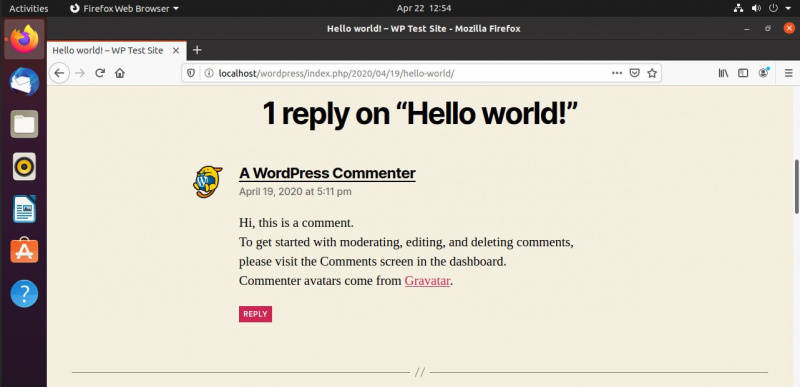 Komentarz na blogu na WordPress