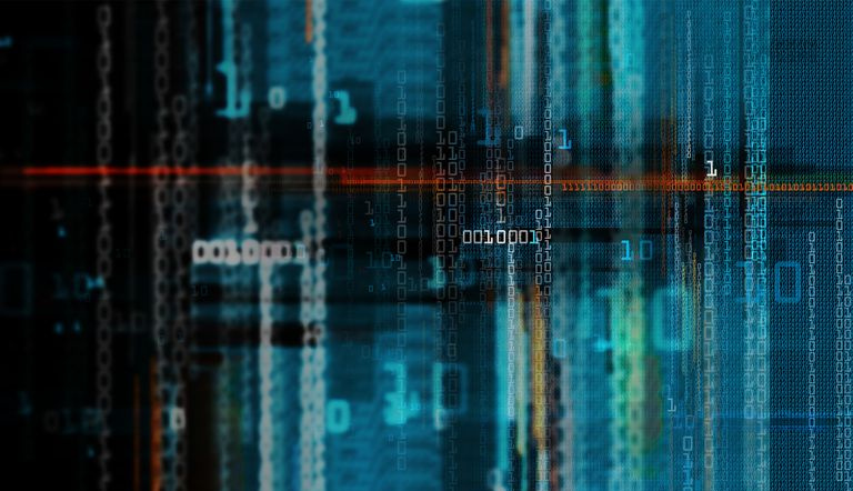 Digitalt generert bilde av binær kode