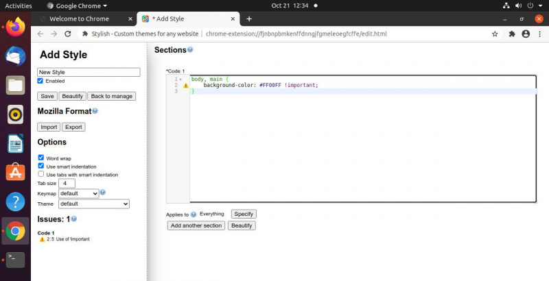 Google Chrome con estilo crea un nuevo estilo
