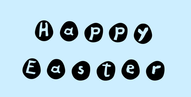 La fuente gratuita Eggs Easter con cada letra de Happy Easter representada en huevos