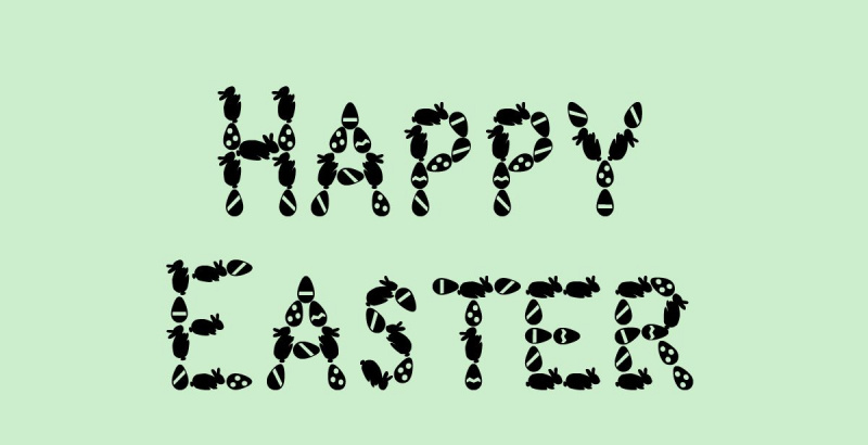 Feliz Pascua en fuente de conejito de Pascua