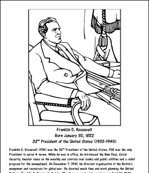Página para colorir Franklin D. Roosevelt