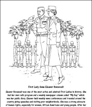Desenho para colorir da primeira dama Anna Eleanor Roosevelt