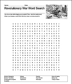 Revolutionary War Wordsearch