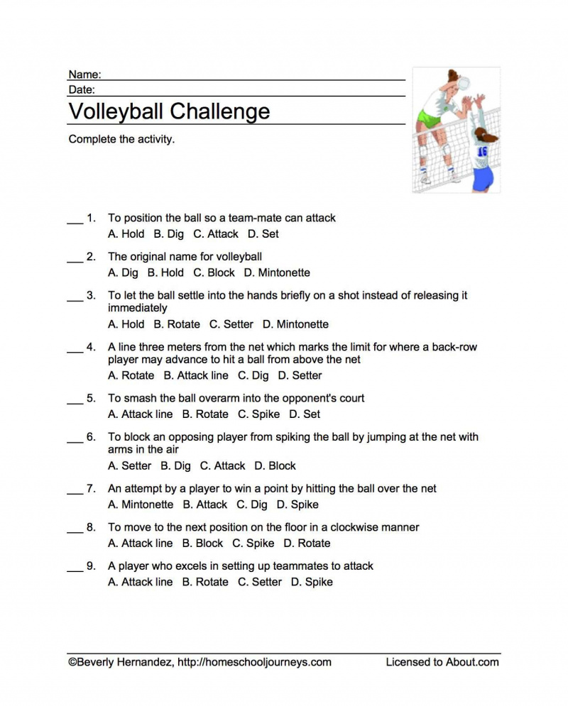Volleyball Multiple Choice