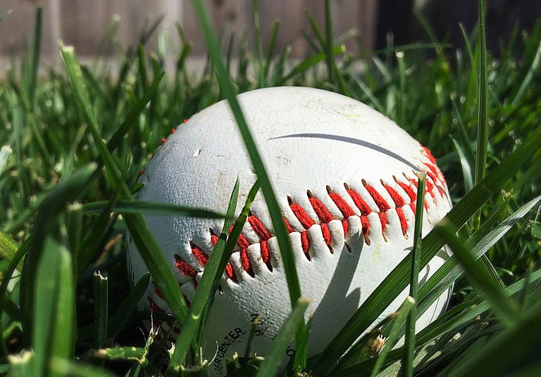 Nærbilde Av Baseball I Gress
