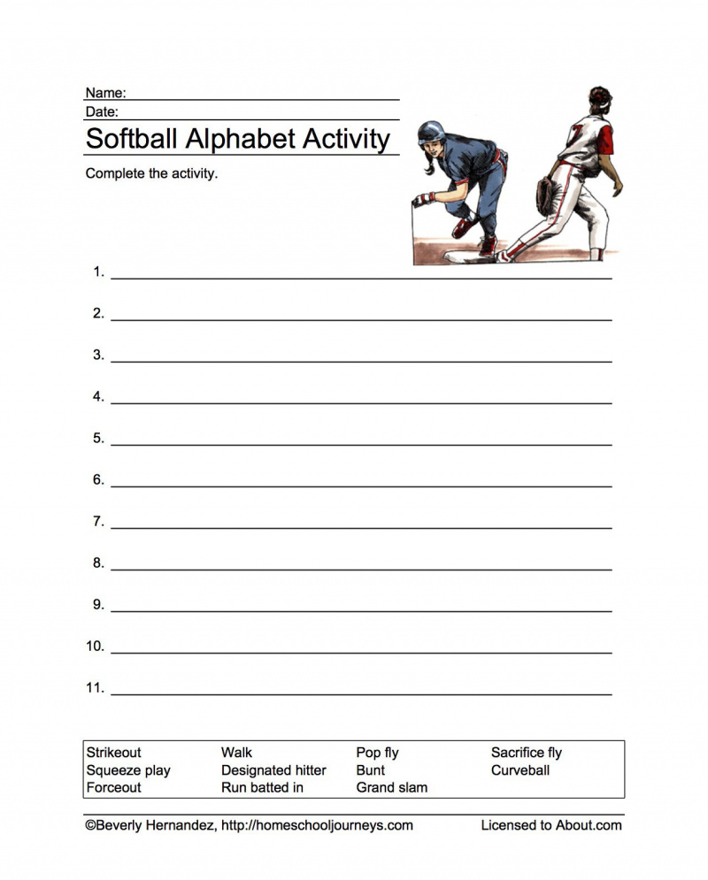 Softballalfabetaktivitet