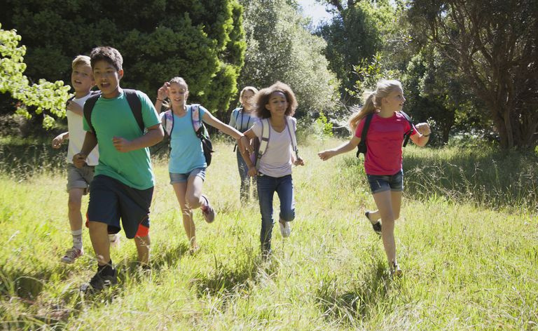 Enfants en sortie scolaire dans la nature