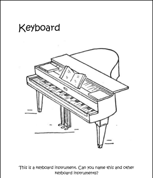 Página para colorir de instrumentos de teclado