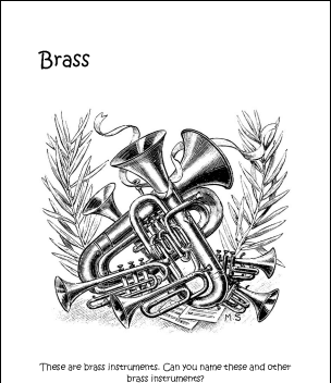 Página para colorir de instrumentos de metal