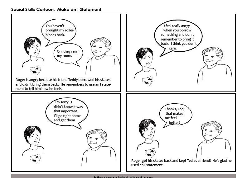 Przykład paska komiksowego z oświadczeniem I.