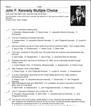 John F. Kennedy utfordring arbeidsark