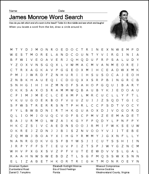 James Monroe Wordsearch