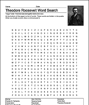 Caça-palavras Theodore Roosevelt