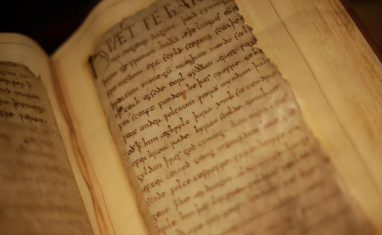 Manuscrito de Beowulf na British Library Londres Reino Unido