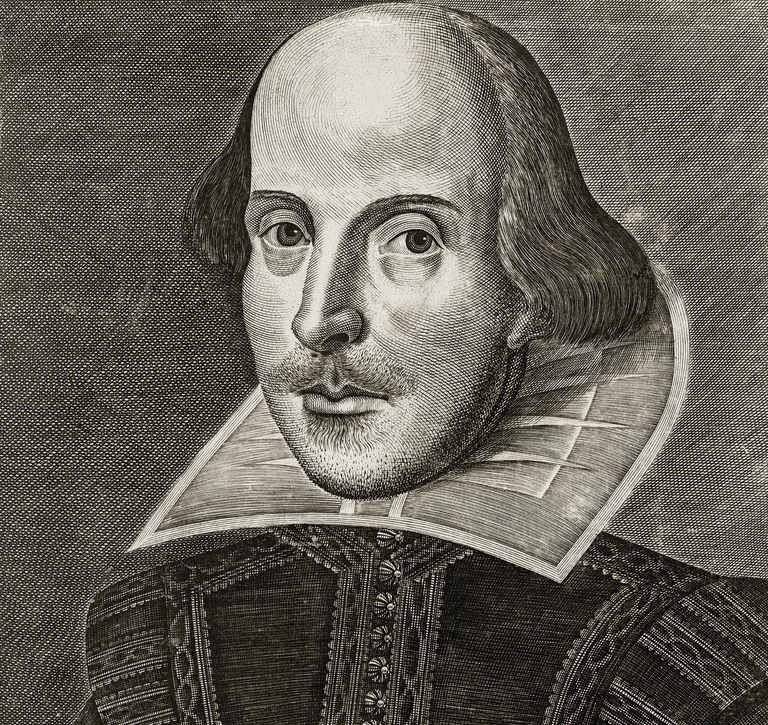 Črno-bela risba Williama Shakespeara