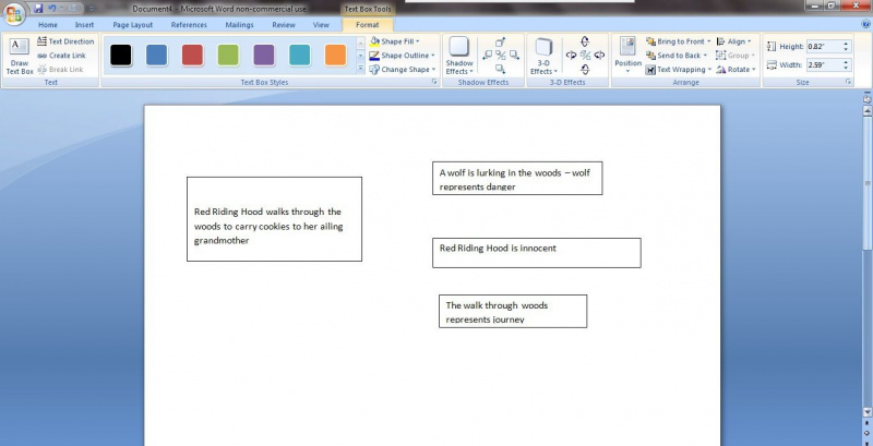 Zones de texte dans un document Word