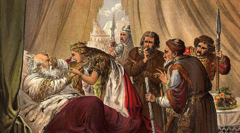 Illustrasjon av Cordelia som besøker Kong Lear