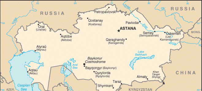 Mapa Kazachstanu