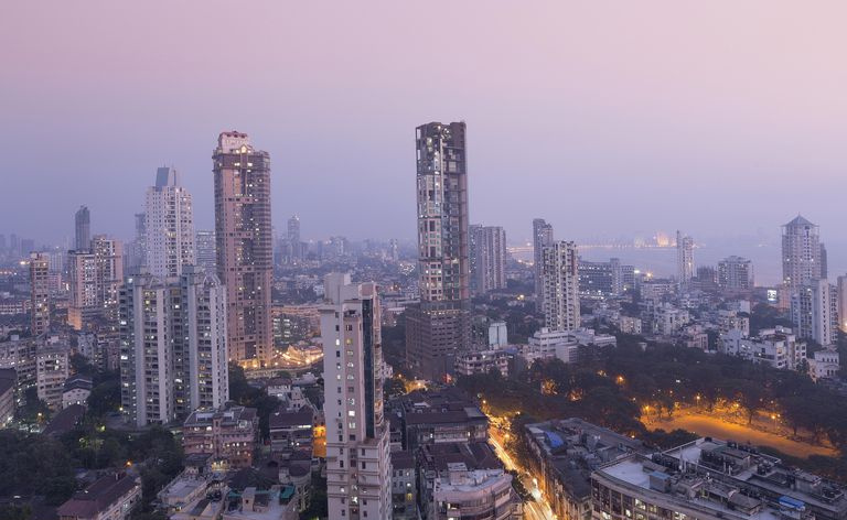 Horizonte de Mumbai desde Malabar Hill, Mumbai, Maharashtra, India, Asia