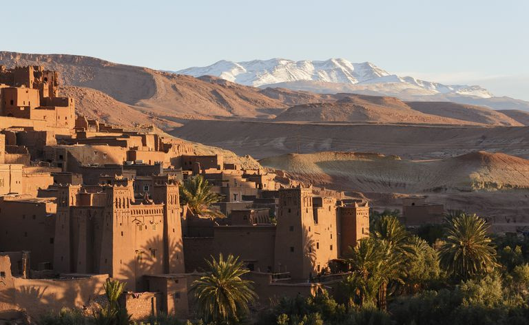 Ait Benhaddou Kasbah ao amanhecer, Marrocos