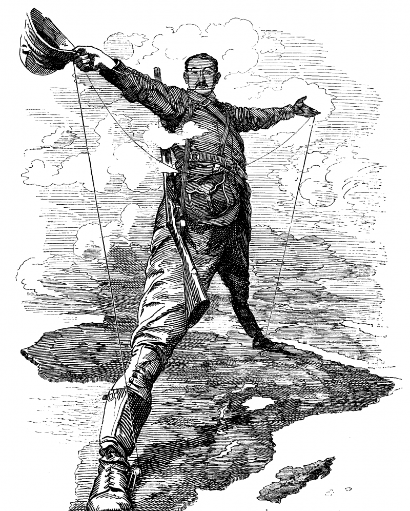 Le Colosse de Rhodes : Caricature de Cecil John Rhodes
