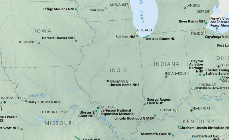 Parques Nacionais em Illinois Mapa