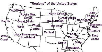 Un mapa de las regiones de EE. UU.