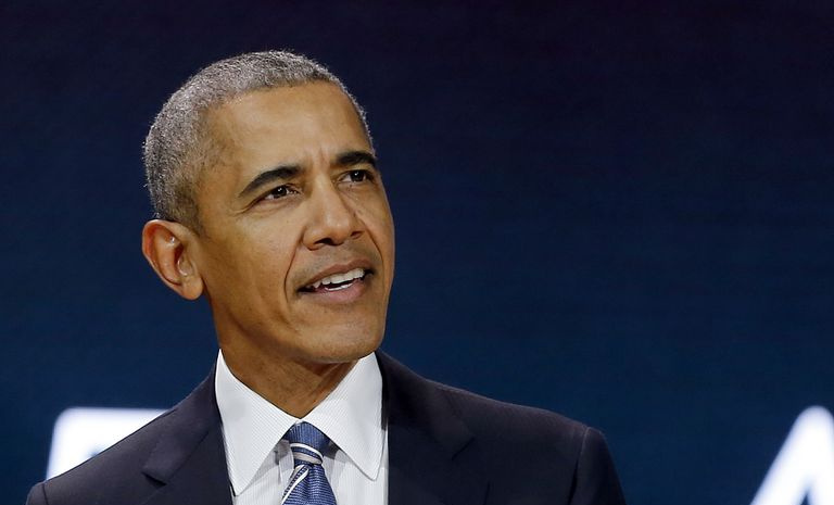 Były prezydent USA Barack Obama wygłasza przemówienie