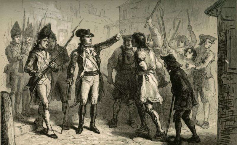 Brytyjski gubernator królewski William Tryon konfrontuje się z organami regulacyjnymi w Północnej Karolinie w 1771 r