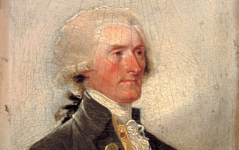 Porträt von Thomas Jefferson von John Trumbull (American, 1756-1843); Öl auf Holz, 1788, aus der Sammlung des Weißen Hauses, Washington DC