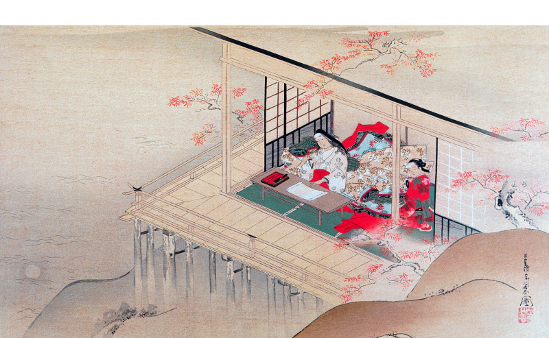 Poeta Murasaki-No Shikibu Drzeworyt Choshun Miyagawa (1602-1752).