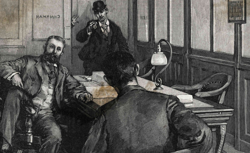 Anarkisten Alexander Berkmann forsøker å myrde stålfabrikk-eier Henry Frick under Homestead-streiken i 1892